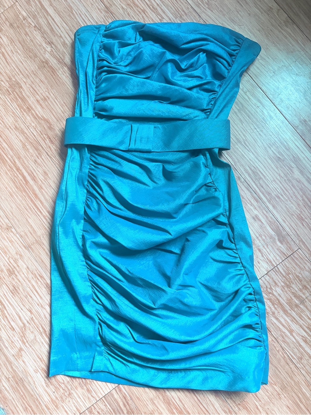 Jessica McClintock for Gunne Sax Teal Ruched Cocktail Dress Sz 1